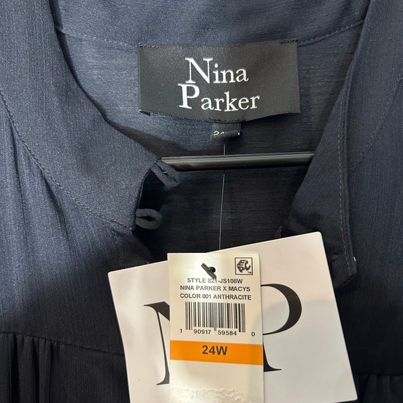 Nina Parker Jumpsuit Sheer Overlay Button Front Plus Size 24W Party Black NWT - Picture 6 of 9